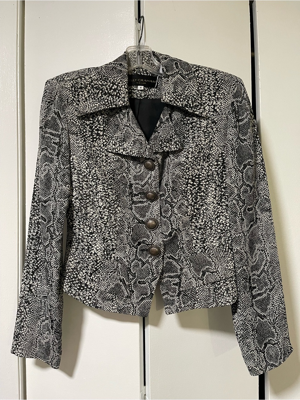 Vintage Kelly Graham Black and Gray Snake Print Blazer 20"